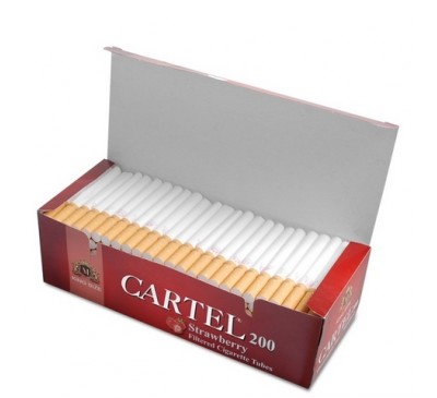 Гильзы для набивки сигарет (вкус Клубники) 200 шт/уп / Cartel Strawberry